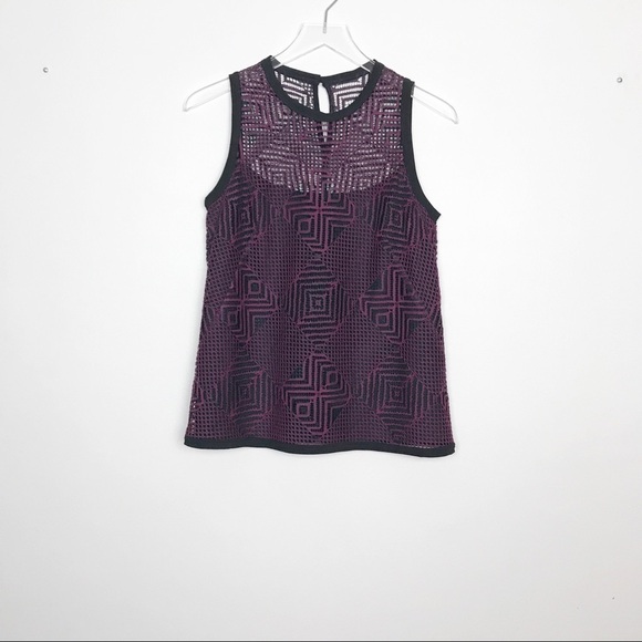 Nanette Lepore Burgundy/Black Top w/Laser Cuts 4 - Picture 6 of 8